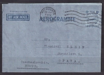 AUSTRALIA.  1953/Melbourne, PS areogramme/automatic cancel. - Image 1 of 2