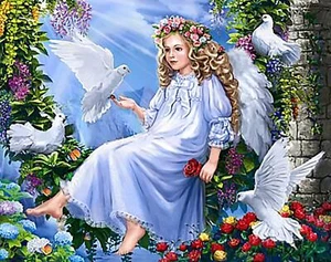 Angel and Doves WD2405 14.9 x 18.9 inches Crafting Spark Diamond Painting Kit - Picture 1 of 6