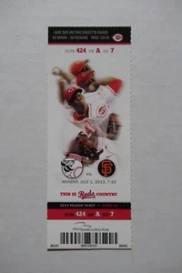 CINCINNATI REDS VS SAN FRANCISCO GIANTS 7/1/2013 FULL TICKET ~ BELT/FRAZIER HRs - Picture 1 of 1