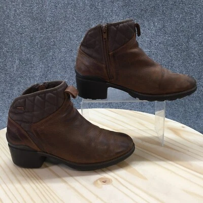 Merrell 靴子女式 8 Select 握把干侧拉链踝靴棕色皮革高跟鞋 — 第 1/4 张图片