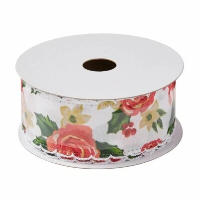 The Pioneer Woman Fabric Ribbon, Holly Rose NEW - Image 1 of 3