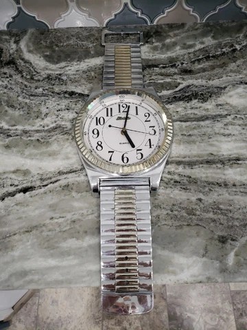 Vintage 26" Plastic Silver Gold Wrist Watch Clock Japan Forestville Quartz Rolex Cover