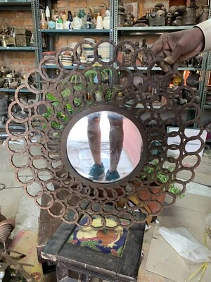 Espejo decorativo vintage artesanal de hierro diseño espiral colgante de pared decoración del hogar Foto 1 de 4