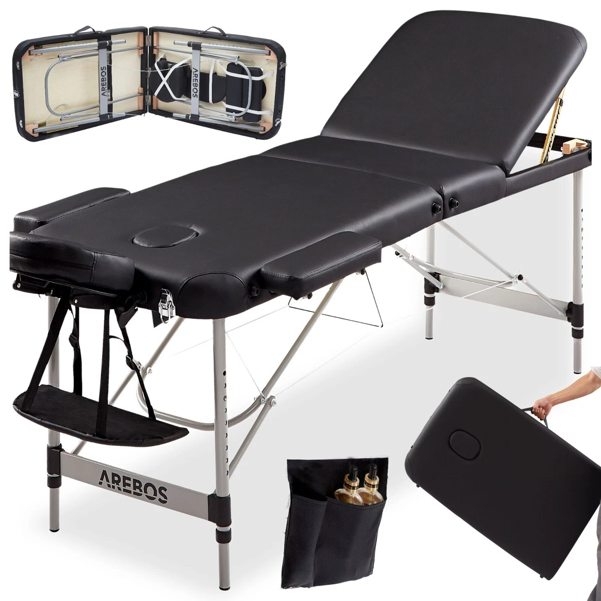 Master Massage Montclair Klappbare Massageliege – 71 X 213 Cm, Höhenverstellbar (61–86 Cm), Tragbar
