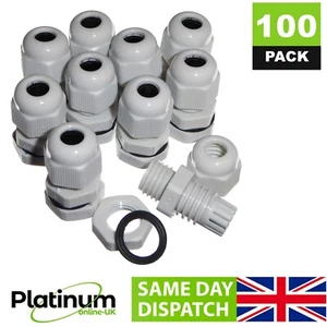 100 X M12 GREY M12 3-6.5mm CABLE GLAND WATERPROOF IP68 COMPRESSION STUFFING - Picture 1 of 2