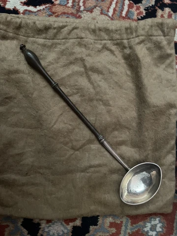 Antique 1735 Silver Toddy Ladle Georgian Sterling London ENGLAND English Cover