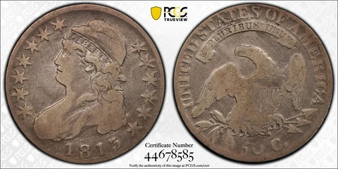1813 Capped Bust Half Dollar 50c - PCGS VG08 Overton 105 Cover