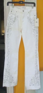 7 For All Mankind/Nieman Marcus White Bootcut Jeans Size 27 Embellished - Picture 1 of 9