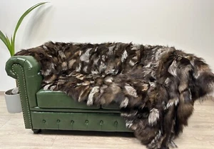 Luxury Crystal fox fur blanket throw. Real fur blanket, Genuine Fur Throw - Picture 1 of 8