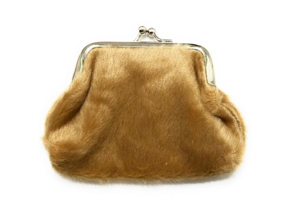 Cartera monedero suave con cierre a presión de piel sintética marrón de 4" Foto 1 de 1