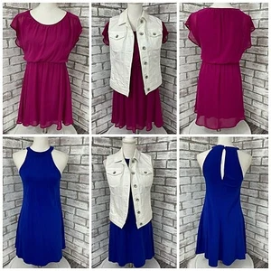 Vestido Halter Express Mujer XS Lote Blanco Denim Chaleco Cambio Blusa Tejido Fecha Fiesta - Imagen 1 de 13