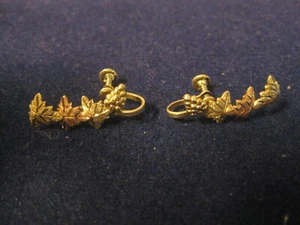 12K Black Hill Gold Filled Fall Leaves Screw Back Earrings 2.9g - Picture 1 of 5