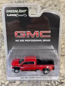 Greenlight Karson Exclusive 2022 GMC Sierra 3500HD Doppio Rosso 1/64 51562-B - Foto 1 di 1