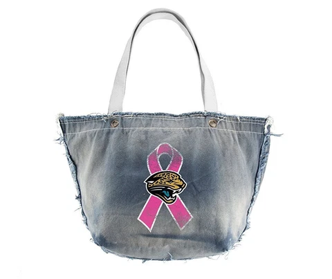 NFLJacksonville Jaguars Breast Cancer Awareness Vintage Tote Bag, Denim Cover