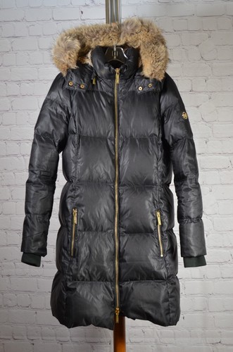 Raro cappotto giacca lungo piumino donna nero Michael Kors leggero coyote cappuccio coniglio