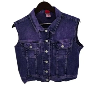 VITAMINA Denim Chaleco Chaqueta Jean Púrpura Botón Frontal con Bolsillos con Solapa Talla S - Imagen 1 de 5