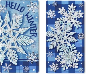 Hello Winter Snowflake Kitchen Dish Towels Set of 2, Blue Winter-snowflake - Picture 1 of 6
