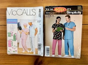 2 Scrubs UNCUT Sewing Patterns Unisex Top Pant Jacket Hat,Dress All Sizes - Picture 1 of 5