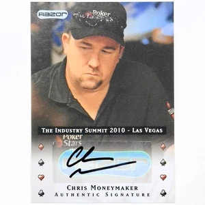Tarjeta autógrafa Razor Poker Chris Moneymaker 2010 automática exclusiva de Las Vegas SP - Imagen 1 de 2