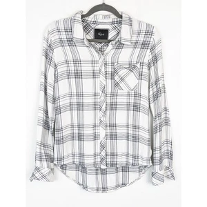 Rails Hunter Shirt Blouse Plaid Button Down Western Boho Black White Size S - Picture 1 of 12