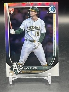 2025 Bowman Chrome Nick Kurtz Rookie Refractor Red RC Logo Athletics RC SP #93 - Picture 1 of 2