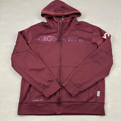 Virginia Tech Hokies Jacket Mens Medium NCAA Football Therma Fit Nike Hoodie - Image 1 of 4