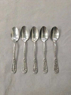 Set Of 5 Dominick & Haff Sterling Silver No. 10 4.25" Chrysanthemum Demitasse Sp - Image 1 of 4