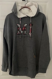 Maurices Damen Michigan Homeward Sweatshirt grau Fleece lang MI Hoodie Gr. M Neu mit Etikett - Bild 1 von 3