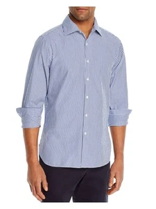Designer Brand Mens Navy Pinstripe Long Sleeve Button Down Casual Shirt XL - Picture 1 of 6
