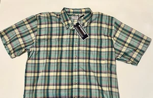 Vintage 90's McGregor Classics Green Plaid Button Down Short Sleeve Shirt NWT XL - Picture 1 of 9