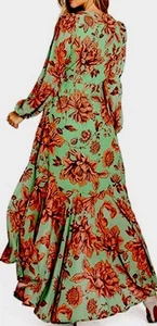 SOFT SURROUNDINGS Blue & Orange Floral Blair Maxi Dress-Size XS-New With Tags - Picture 1 of 7