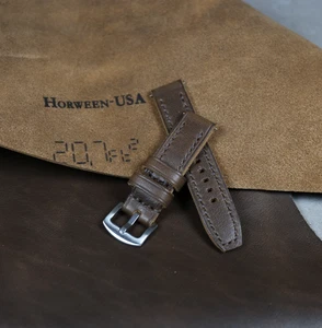 Horween Leder Uhrenarmband dunkelbraun Handarbeit Vollnarben Chromexcel Band - Bild 1 von 10