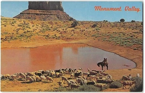 MONUMENT VALLEY Navajo Schafherde Fäustlinge Felsen Arizona Utah 60er Vintage Postkarte - Bild 1 von 2