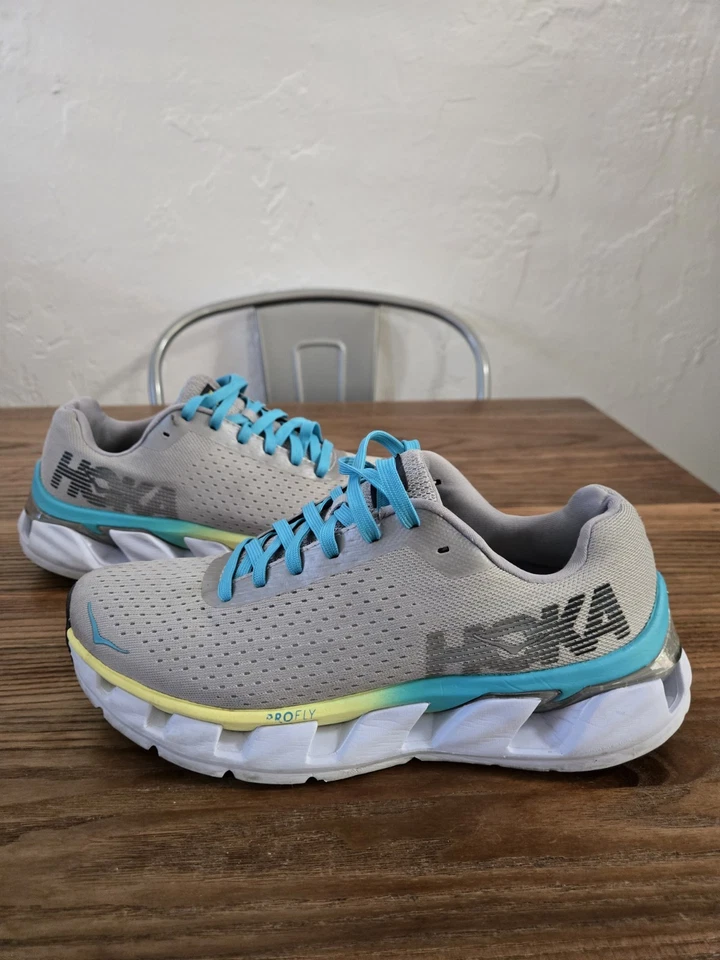 Zapatos para correr Hoka One One para mujer Elevon gris azul talla 8 faltan 1 plantillas Foto 1 de 4