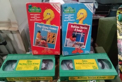 Sesame Street Home Video Bedtime Stories & Play Along RARE Green VHS 1986 - Image 1 of 4