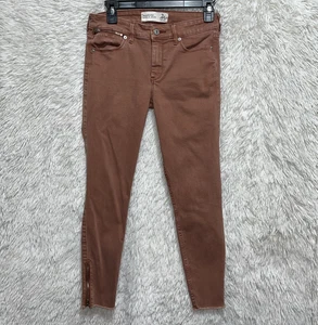 Jeans donna Abercrombie & Fitch taglia 2 rustico vita bassa skinny zip denim alla caviglia - Foto 1 di 8