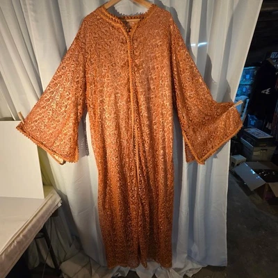 Oversized (over 6 ft. long) Beaded Kaftan Dress Handmade Satin Lined Costume - Image 1 of 4