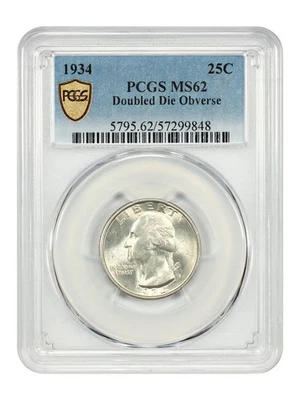 1934 25C PCGS MS62 (Doubled Die Obverse) - Washington Quarter - Scarce Variety - Image 1 of 4