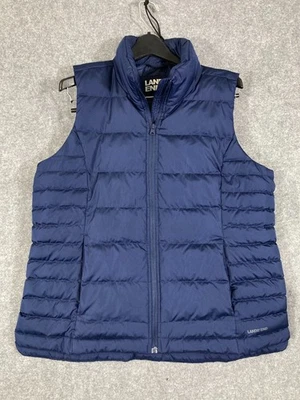 Lands' End Goose Down Puffer Vest Womens L(14-16) Blue Lined Full Zip Outdoor - Image 1 of 4