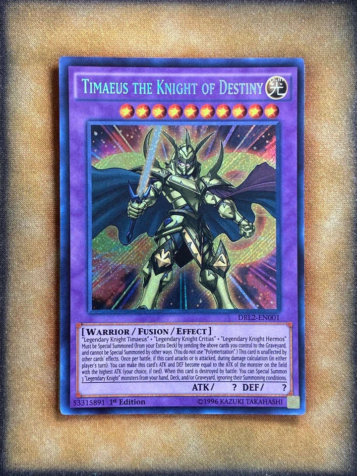 Yugioh Timaeus the Knight of Destiny DRL2-EN001 Secret Rare 1st Ed NM - Image 1 of 1