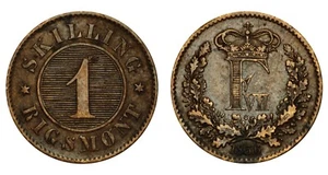 DANIMARCA Frederik VII 1 Skilling Rigsmont 1856 - Picture 1 of 1