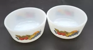 Vintage Fire King Anchor Hocking Nature's Bounty Pudding Glas Auflaufförmchen Geschirr 2 - Bild 1 von 7