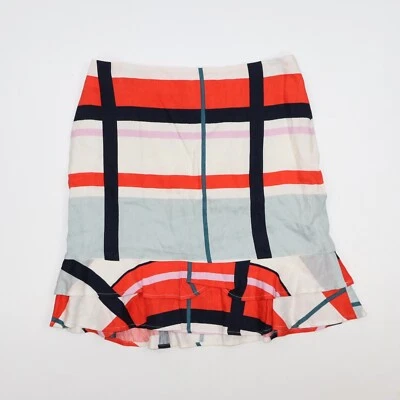 NUEVO CON ETIQUETAS Falda Ann Taylor Lino Viscosa Para Mujer Talla 8 Multilineada Forrada $98 Foto 1 de 4