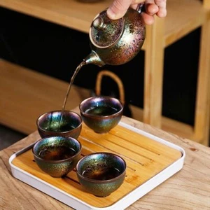 Juego de té Tianmu Bowl hecho a mano Tenmoku esmalte colorido Klin Change Jianzhan - Imagen 1 de 37