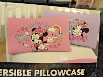 Новый ~ 1 стандартный размер двусторонняя наволочка чехол DISNEY MINNIE MOUSE причудливый розовый - Изображение 1 из 4