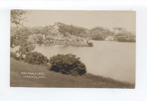 Sandwich MA RPPC foto postal, lago Shawme, casas medio escondidas, punto de cementerio - Imagen 1 de 2