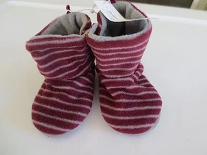 NEW Boy Toddler XSmall 5/6 2T OLD NAVY Fleece Red Gray Striped Slippers 24 month - Picture 1 of 3