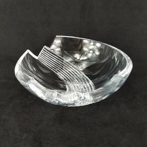 Vintage Libera Crystal Glass Bowl Modern 10" Round Funky Decor  - Picture 1 of 8