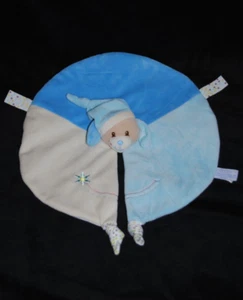 🐶 Doudou GIPSY chien plat bleu blanc pois fleur bonnet rond TTBE - Picture 1 of 2