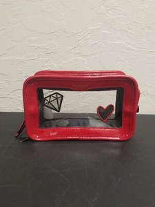 VICTORIA'S SECRET RED CLEAR VS PATCH MAKEUP COSMETIC CASE BEAUTY BAG SQUARE CUBE - Picture 1 of 7